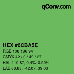 Farbcode: HEX #6CBA5E | qconv.com