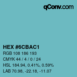 Farbcode: HEX #6CBAC1 | qconv.com