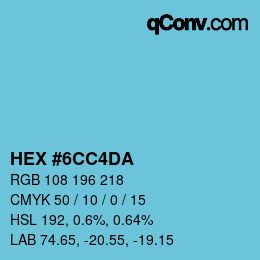 カラーコード: HEX #6CC4DA | qconv.com