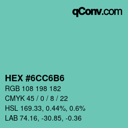 Color code: HEX #6CC6B6 | qconv.com