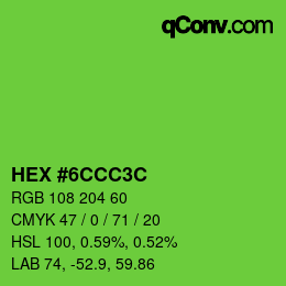 Color code: HEX #6CCC3C | qconv.com
