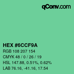 Color code: HEX #6CCF9A | qconv.com