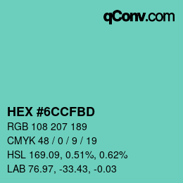 Color code: HEX #6CCFBD | qconv.com