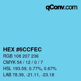 Color code: HEX #6CCFEC | qconv.com