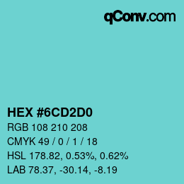 颜色代码: HEX #6CD2D0 | qconv.com