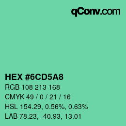 颜色代码: HEX #6CD5A8 | qconv.com