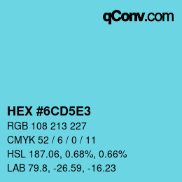 Farbcode: HEX #6CD5E3 | qconv.com