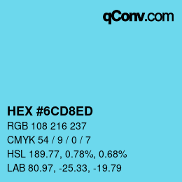 カラーコード: HEX #6CD8ED | qconv.com