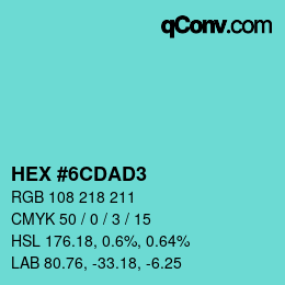 カラーコード: HEX #6CDAD3 | qconv.com