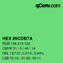 Color code: HEX #6CDB7A | qconv.com