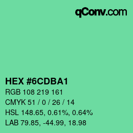 Color code: HEX #6CDBA1 | qconv.com