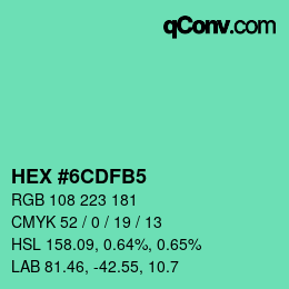 カラーコード: HEX #6CDFB5 | qconv.com