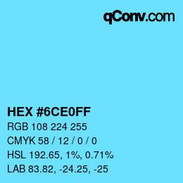 Color code: HEX #6CE0FF | qconv.com