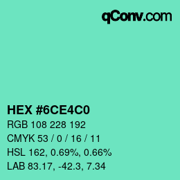 Color code: HEX #6CE4C0 | qconv.com