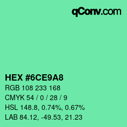 Color code: HEX #6CE9A8 | qconv.com