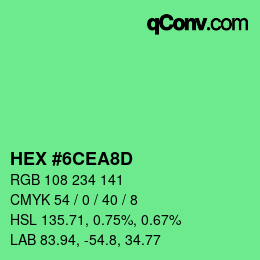 颜色代码: HEX #6CEA8D | qconv.com