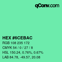Color code: HEX #6CEBAC | qconv.com