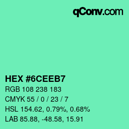 Color code: HEX #6CEEB7 | qconv.com