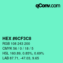 Color code: HEX #6CF3C8 | qconv.com