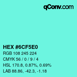 Color code: HEX #6CF5E0 | qconv.com