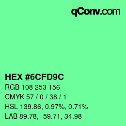 Color code: HEX #6CFD9C | qconv.com