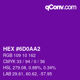 Color code: HEX #6D0AA2 | qconv.com