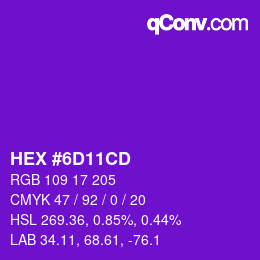 Farbcode: HEX #6D11CD | qconv.com