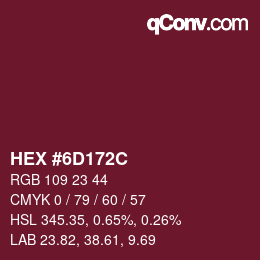 Color code: HEX #6D172C | qconv.com