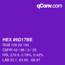 Color code: HEX #6D17BE | qconv.com