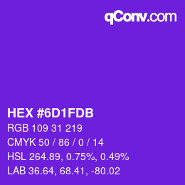 颜色代码: HEX #6D1FDB | qconv.com