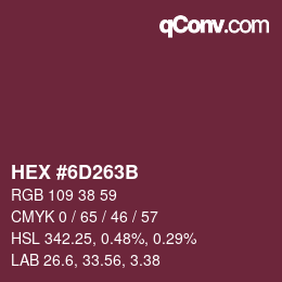 Código de color: HEX #6D263B | qconv.com