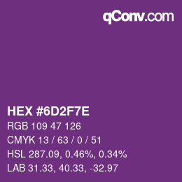 Color code: HEX #6D2F7E | qconv.com