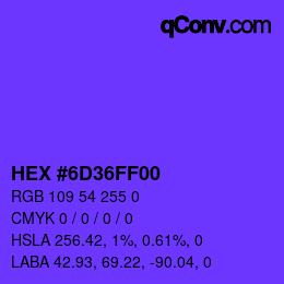 Farbcode: HEX #6D36FF00 | qconv.com