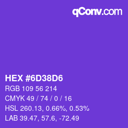 颜色代码: HEX #6D38D6 | qconv.com