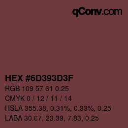 Farbcode: HEX #6D393D3F | qconv.com