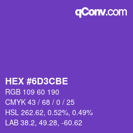 Color code: HEX #6D3CBE | qconv.com