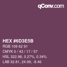Color code: HEX #6D3E5B | qconv.com