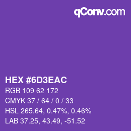 Color code: HEX #6D3EAC | qconv.com