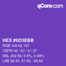 Color code: HEX #6D3EBB | qconv.com