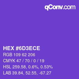 Color code: HEX #6D3ECE | qconv.com