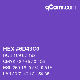 Color code: HEX #6D43C0 | qconv.com