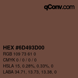 Color code: HEX #6D493D00 | qconv.com