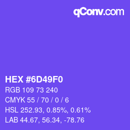 Color code: HEX #6D49F0 | qconv.com