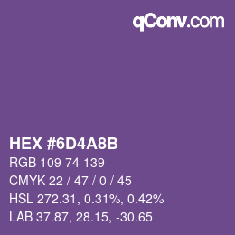 Color code: HEX #6D4A8B | qconv.com