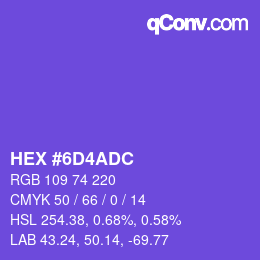 カラーコード: HEX #6D4ADC | qconv.com