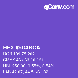 Color code: HEX #6D4BCA | qconv.com