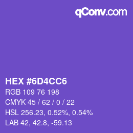 Color code: HEX #6D4CC6 | qconv.com
