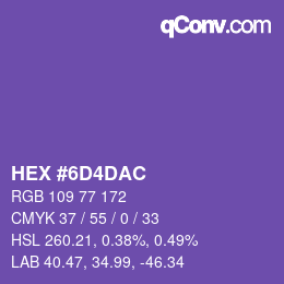 カラーコード: HEX #6D4DAC | qconv.com