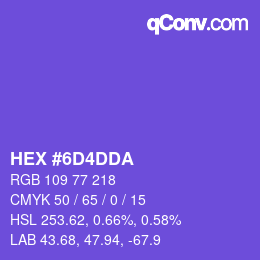カラーコード: HEX #6D4DDA | qconv.com