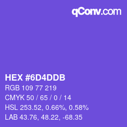 颜色代码: HEX #6D4DDB | qconv.com